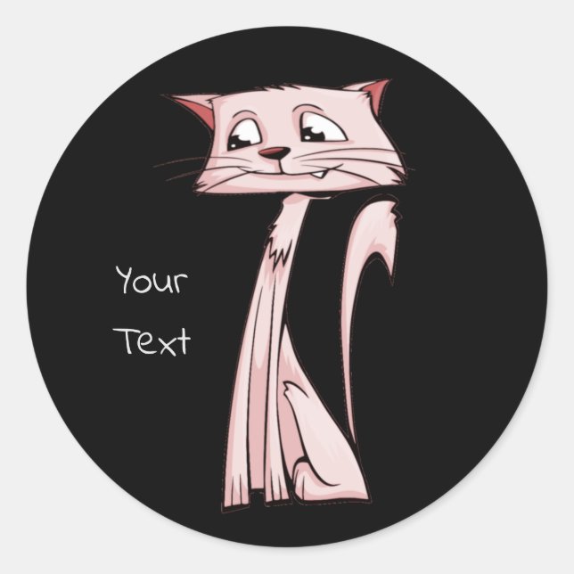 Pink Cat Classic Round Sticker (Front)