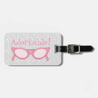 Pink Cat Eye Glasses - Personalise It Luggage Tag
