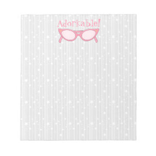 Pink Cat Eye Glasses - Personalise It Notepad