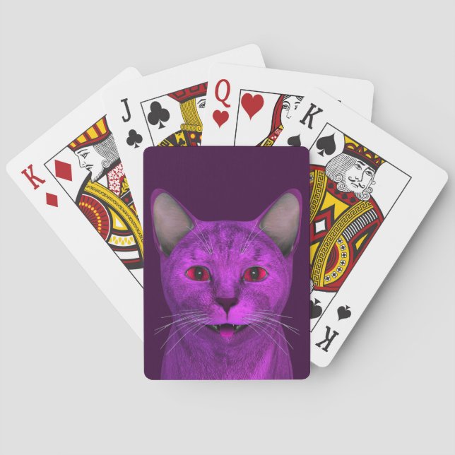Pink Cat Face Playing Cards (Back)