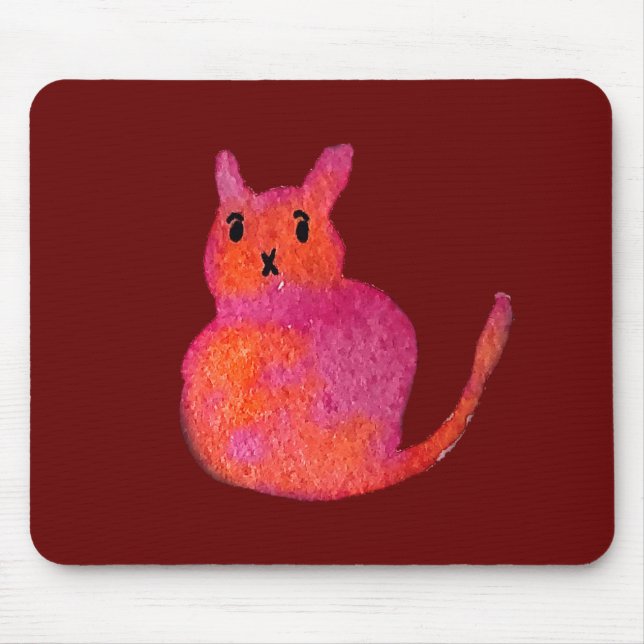 Pink cat funky cute kitty mouse mat (Front)
