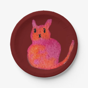 Pink cat funky cute kitty paper plate