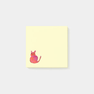 Pink cat funky cute kitty post-it notes