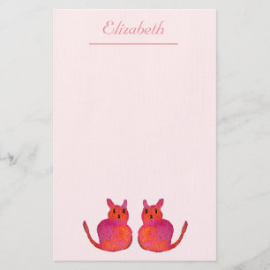 Pink cat funky cute kitty stationery