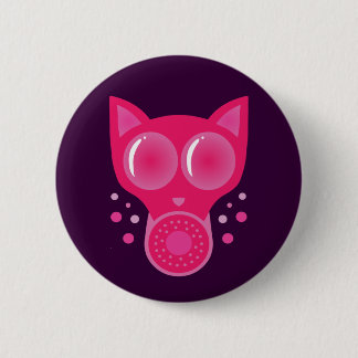 Pink Cat Gas Mask 6 Cm Round Badge
