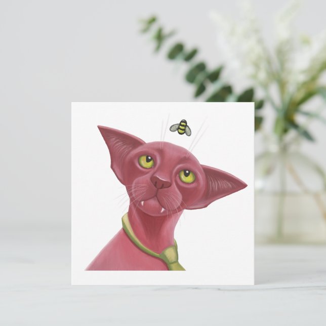 Pink Cat Holiday Card (Standing Front)