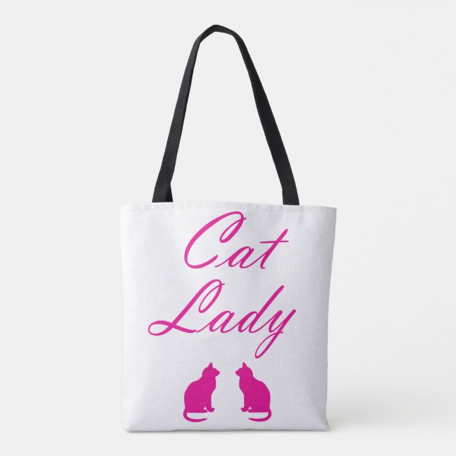 Pink cat lady tote bag (Back)