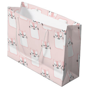 Pink cat large gift bag