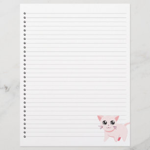 Pink Cat Lined Letterhead