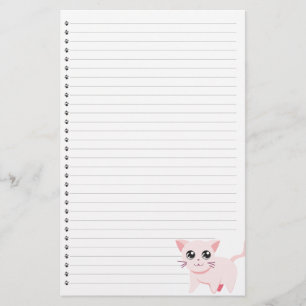 Pink Cat Lined Stationery