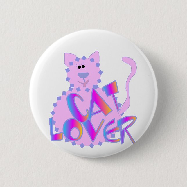 Pink Cat Lover Tshirts and Gifts 6 Cm Round Badge (Front)