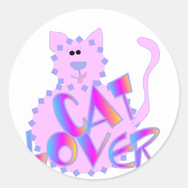 Pink Cat Lover Tshirts and Gifts Classic Round Sticker (Front)
