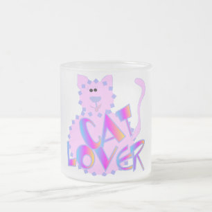 Pink Cat Lover Tshirts and Gifts Frosted Glass Coffee Mug