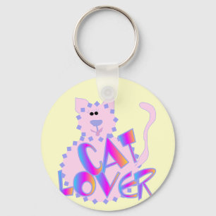 Pink Cat Lover Tshirts and Gifts Key Ring