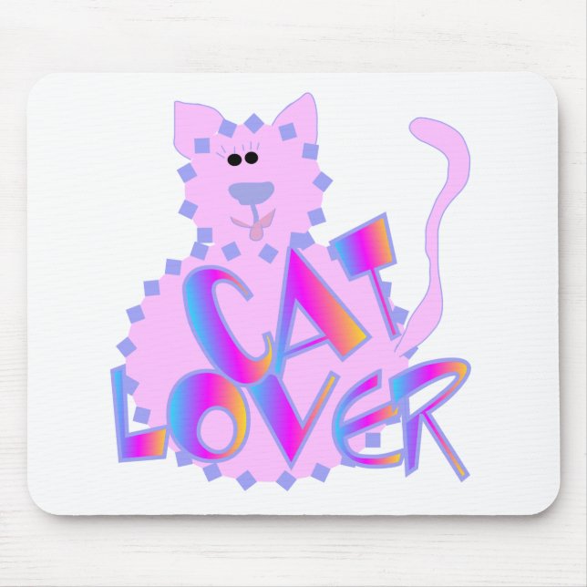 Pink Cat Lover Tshirts and Gifts Mouse Mat (Front)