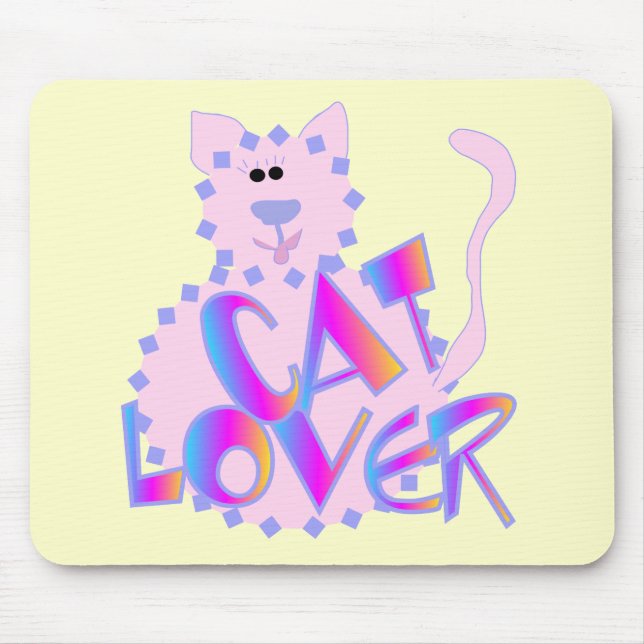 Pink Cat Lover Tshirts and Gifts Mouse Mat (Front)