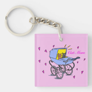 Pink Cat Mom Acrylic Keychain