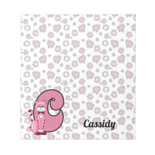 Pink Cat Monogrammed C Kid's Notepad