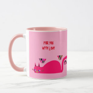 PINK CAT MUG BIRTHDAY PRESENT
