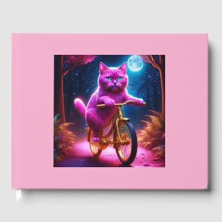 Pink Cat On A Golden Bicycle Scenic Path Guest Book