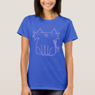 Pink Cat Outline Sketch T-Shirt