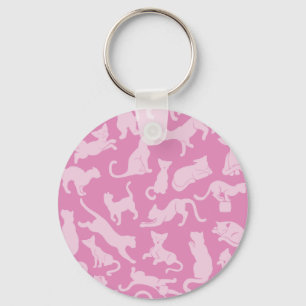 Pink Cat Pattern Key Ring
