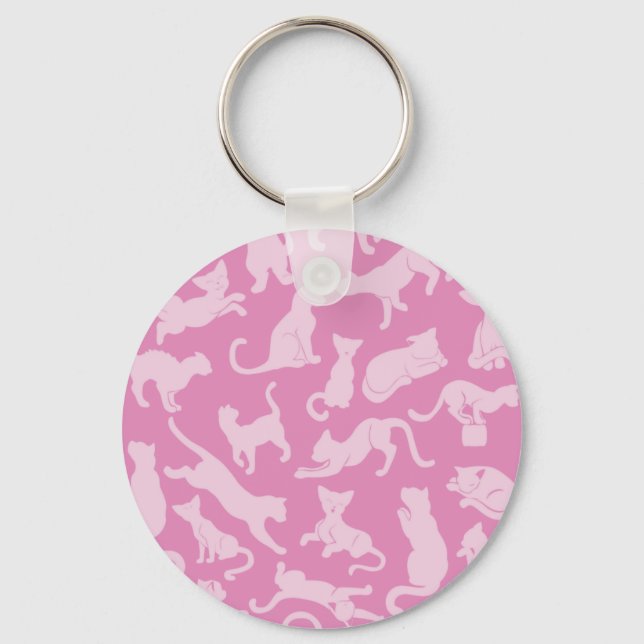 Pink Cat Pattern Key Ring (Front)