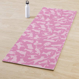 Pink Cat Pattern Yoga Mat