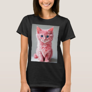 Pink Cat Photo Portrait T-Shirt