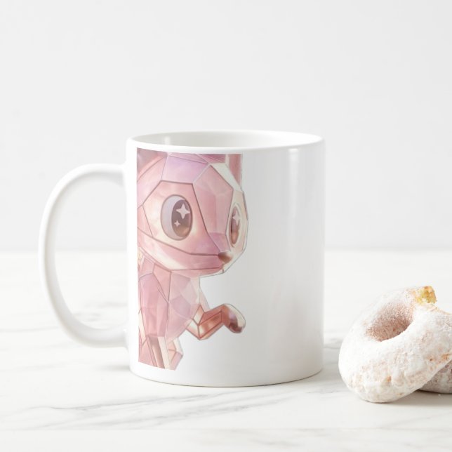 Pink cat printed mug (With Donut)