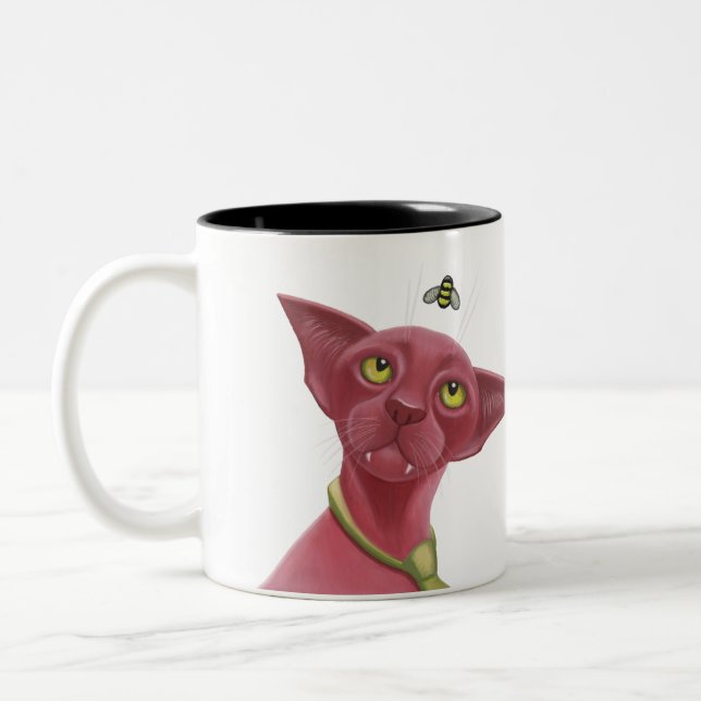 Pink Cat Two-Tone Coffee Mug (Left)