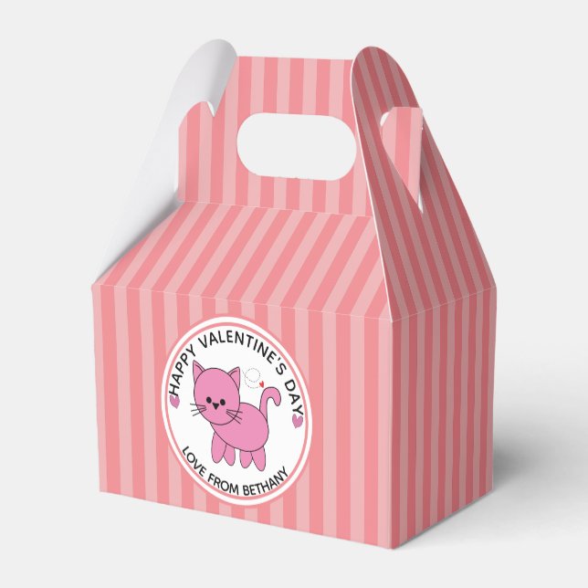Pink Cat Valentine Favour Box (Back Side)