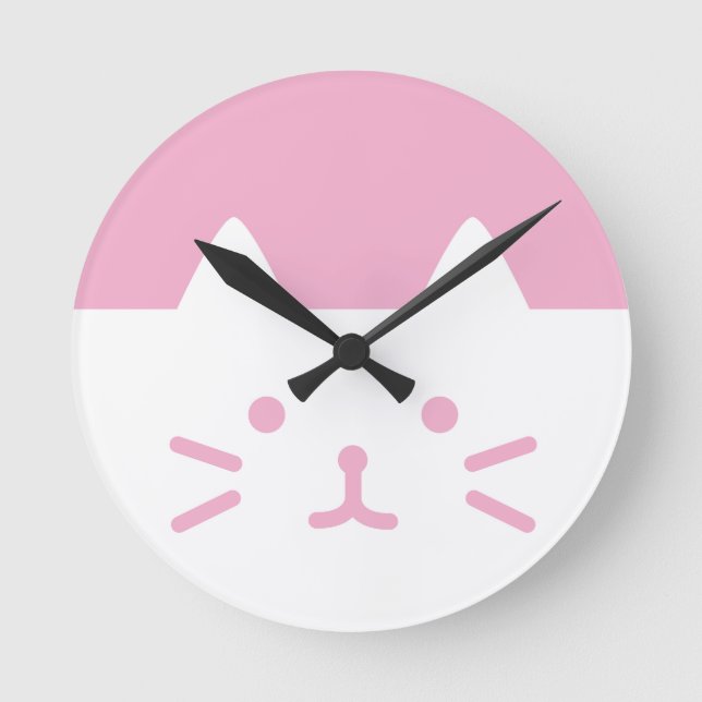 Pink Cat Wall Clock (Front)