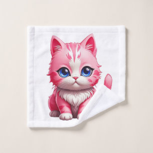 Pink Cat Wash Cloth