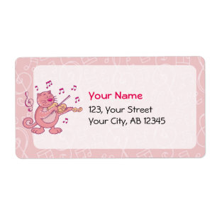 Pink Cat with Violin