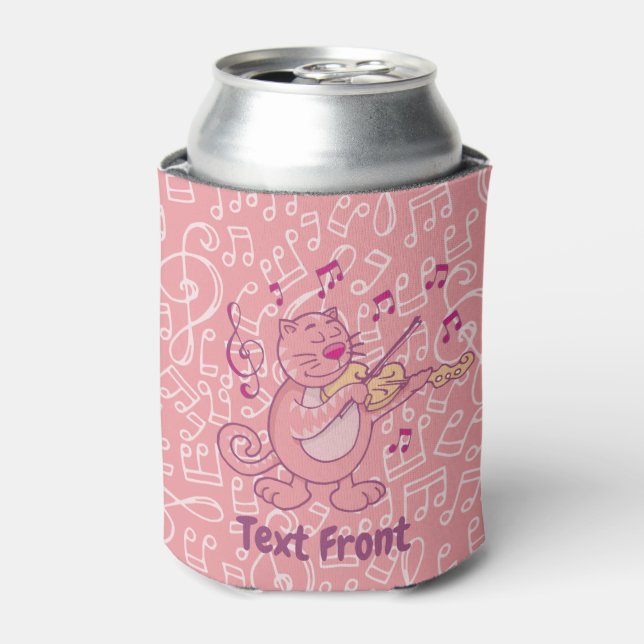Pink Cat with Violin Bottle Cooler (Can Front)