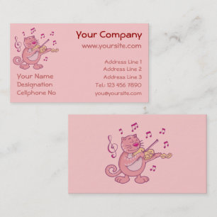 Pink Cat with Violin Business Card