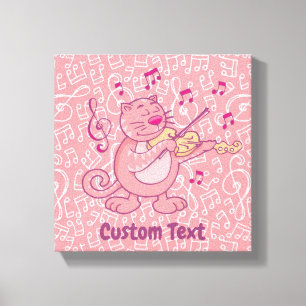 Pink Cat with Violin Canvas Print