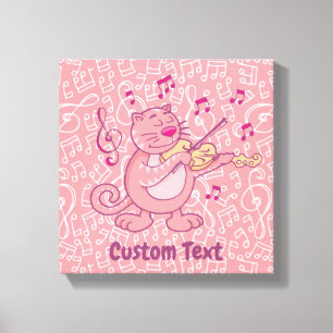 Pink Cat with Violin Canvas Print