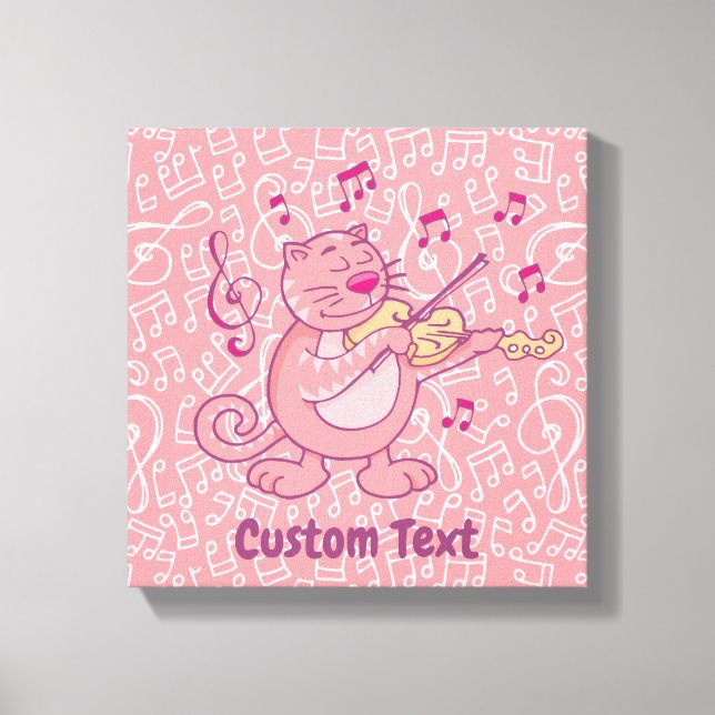Pink Cat with Violin Canvas Print (Front)