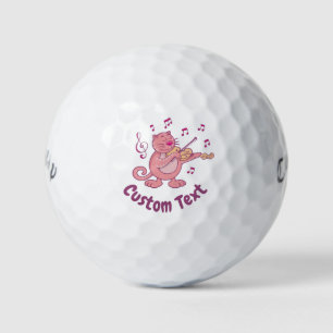 Pink Cat with Violin Golf Balls