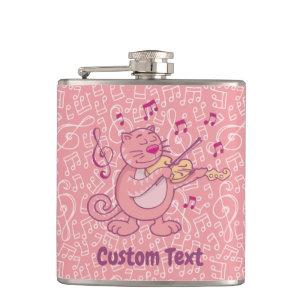 Pink Cat with Violin Hip Flask