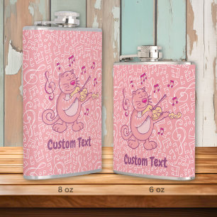 Pink Cat with Violin Hip Flask