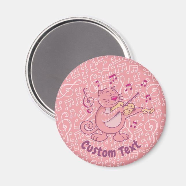 Pink Cat with Violin Magnet (Front/Back)