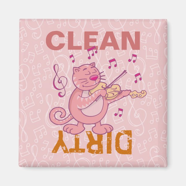 Pink Cat with Violin Magnet (Front)