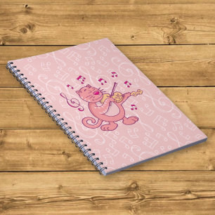 Pink Cat with Violin Notebook