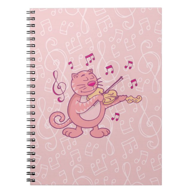 Pink Cat with Violin Notebook (Front)