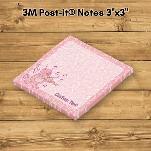 Pink Cat with Violin Notes