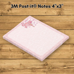Pink Cat with Violin Post-it Notes