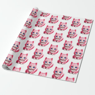 Pink Cat Wrapping Paper